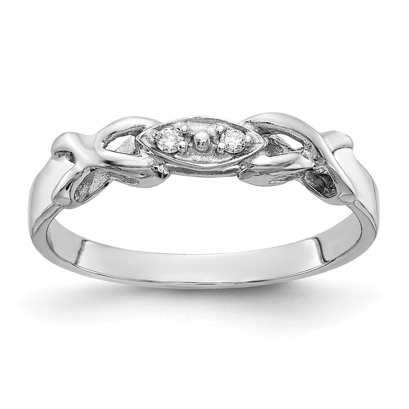 14K Weißgold-Ring mit natürlichen Diamanten