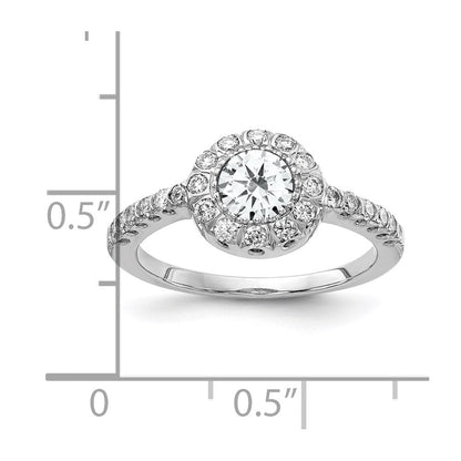 Massiv 14K Weißgold 5mm Zirkonia Vs Synthetisch Zirkonia Ring