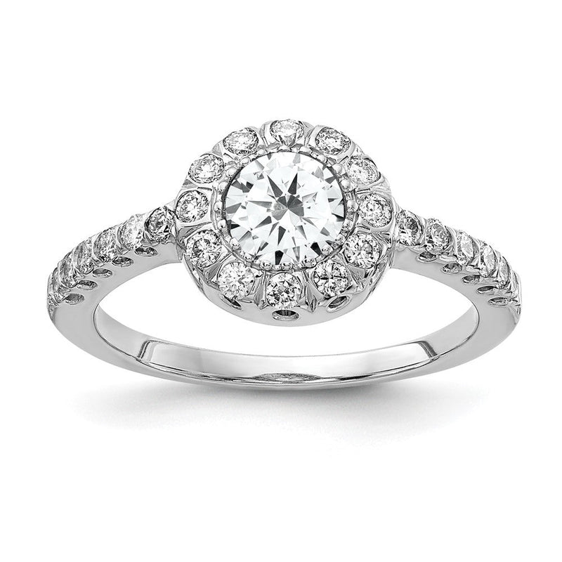 Ring aus 14K Weißgold mit 5-mm-Zirkonia AA und echtem Diamant