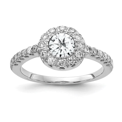 Massiv 14K Weißgold 5mm Zirkonia Vs Synthetisch Zirkonia Ring