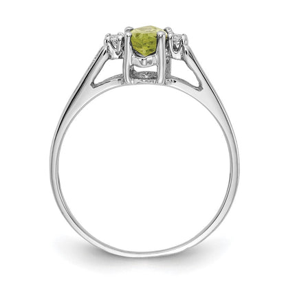 14K Weißgold 8x4mm Marquise Peridot A Diamant Ring