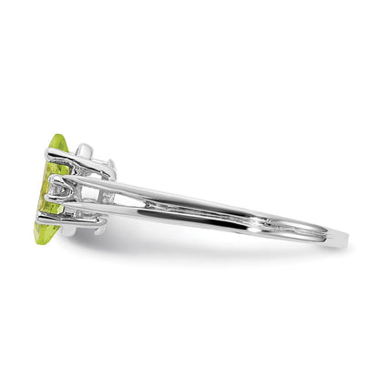 14K Weißgold 8x4mm Marquise Peridot A Diamant Ring