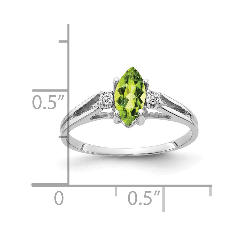 14K Weißgold 8x4mm Marquise Peridot A Diamant Ring