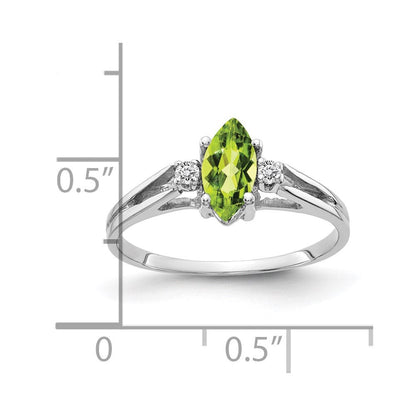 14K Weißgold 8x4mm Marquise Peridot A Diamant Ring