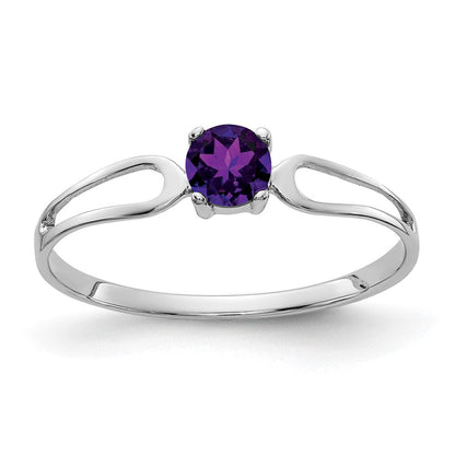14K Weißgold Ring mit Amethyst, 4 mm