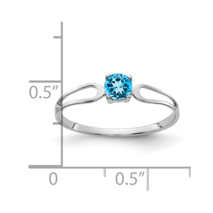 14K Weißgold Ring mit 4 mm Blautopas