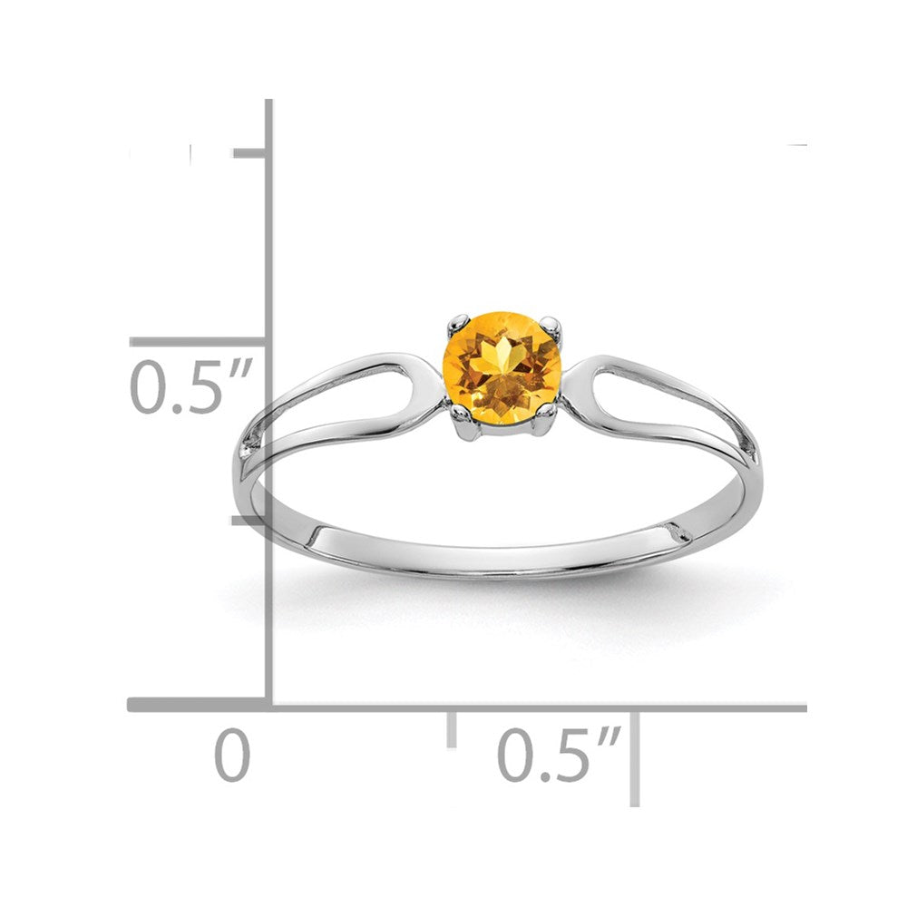 14K Weißgold Ring mit Citrin, 4 mm