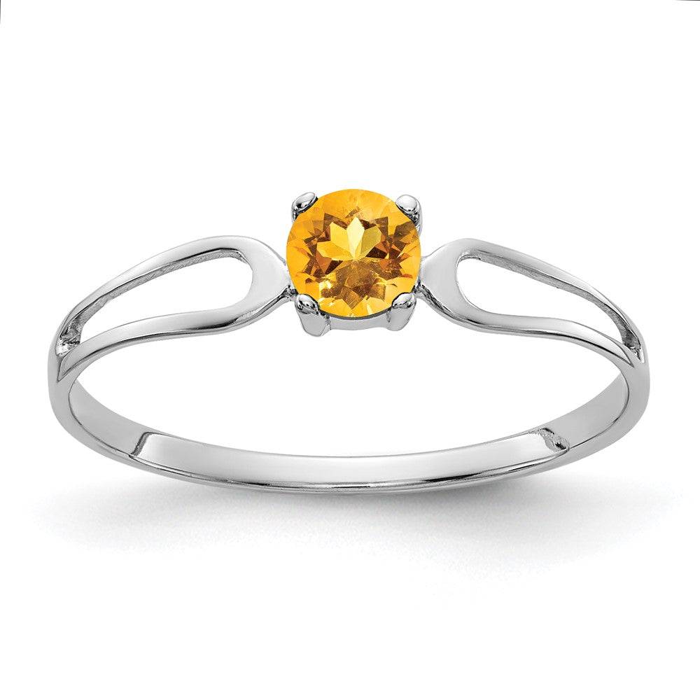 14K Weißgold Ring mit Citrin, 4 mm