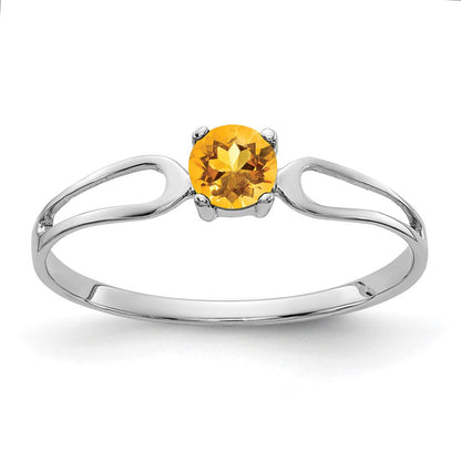 14K Weißgold Ring mit Citrin, 4 mm