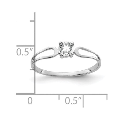 14K Weißgold 4 mm Zirkonia-Ring