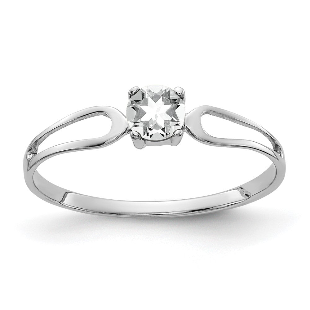 14K Weißgold 4 mm Zirkonia-Ring