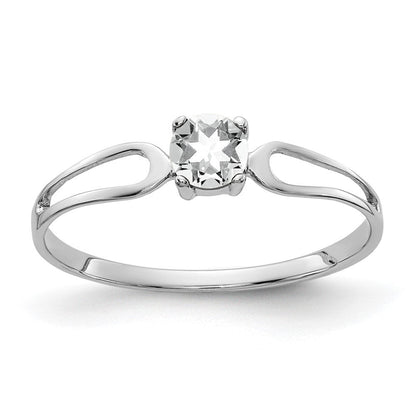 14K Weißgold 4 mm Zirkonia-Ring