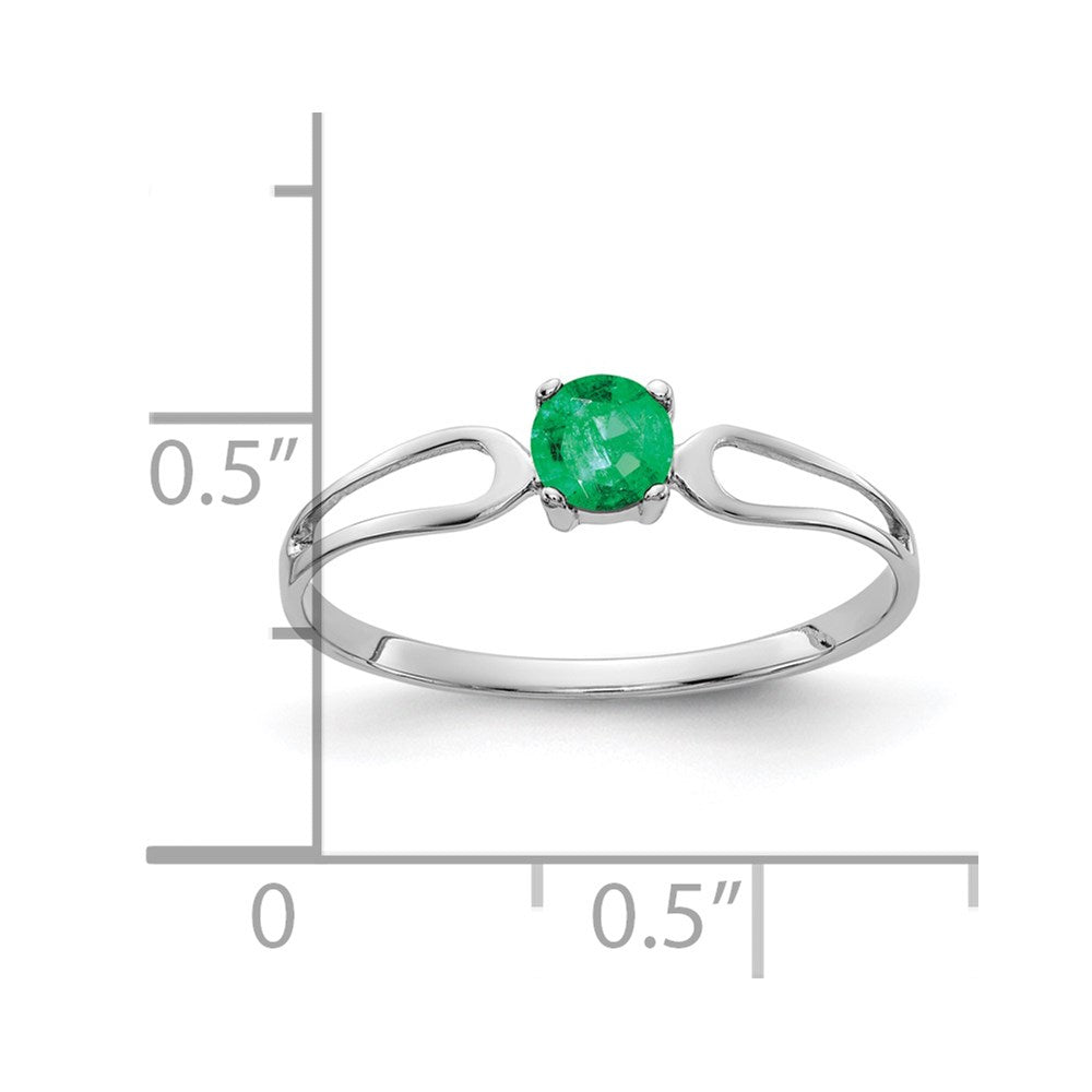 14K Weißgold 4 mm Smaragd-Ring