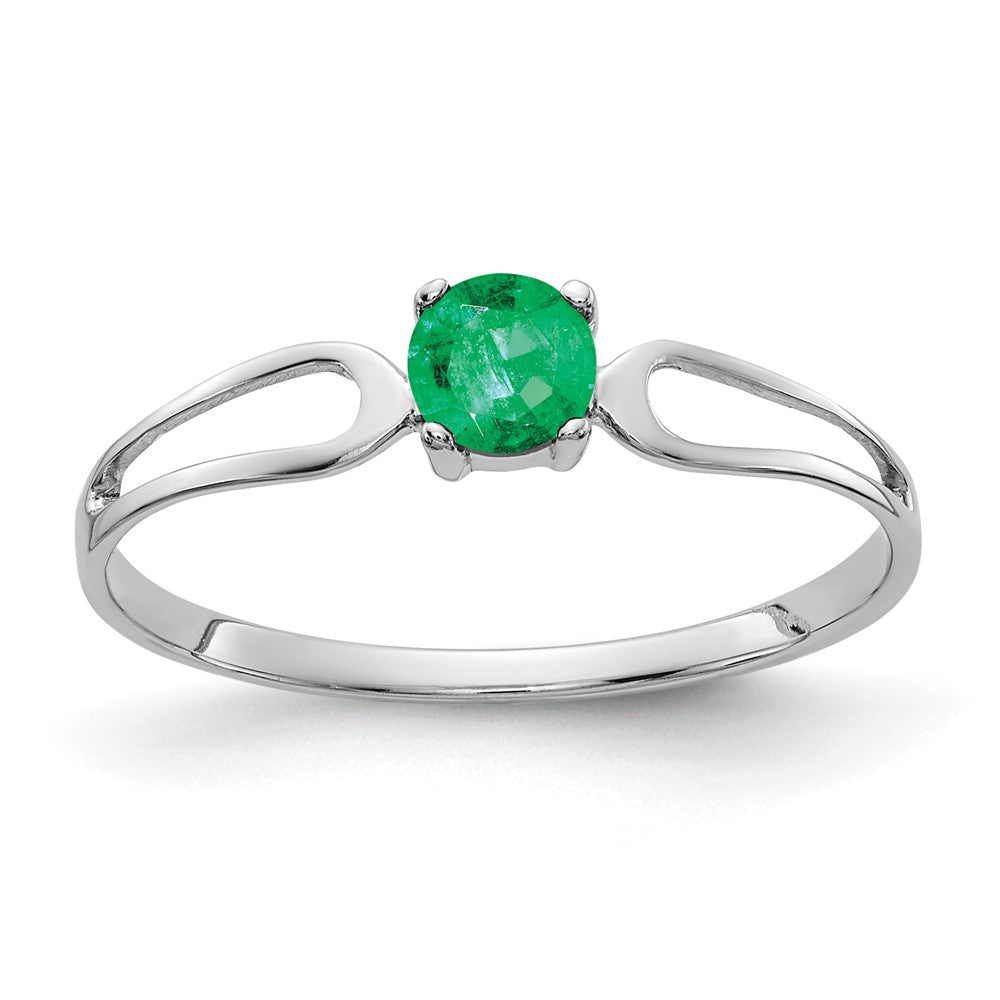 14K Weißgold 4 mm Smaragd-Ring