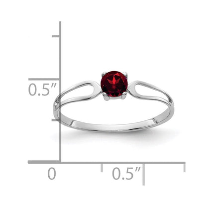 4mm Granat-Ring aus 14K Weißgold