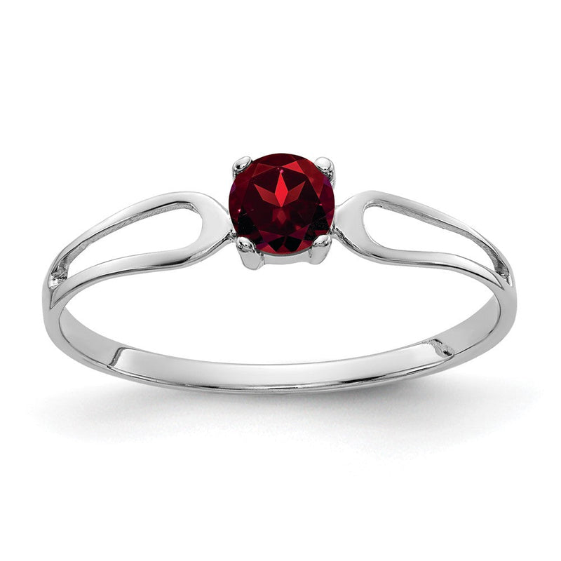 4mm Granat-Ring aus 14K Weißgold