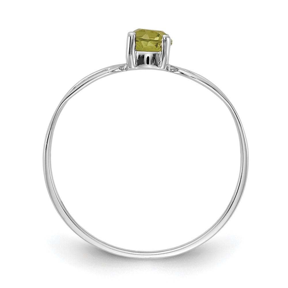 14K Weißgold Ring mit Peridot, 4 mm