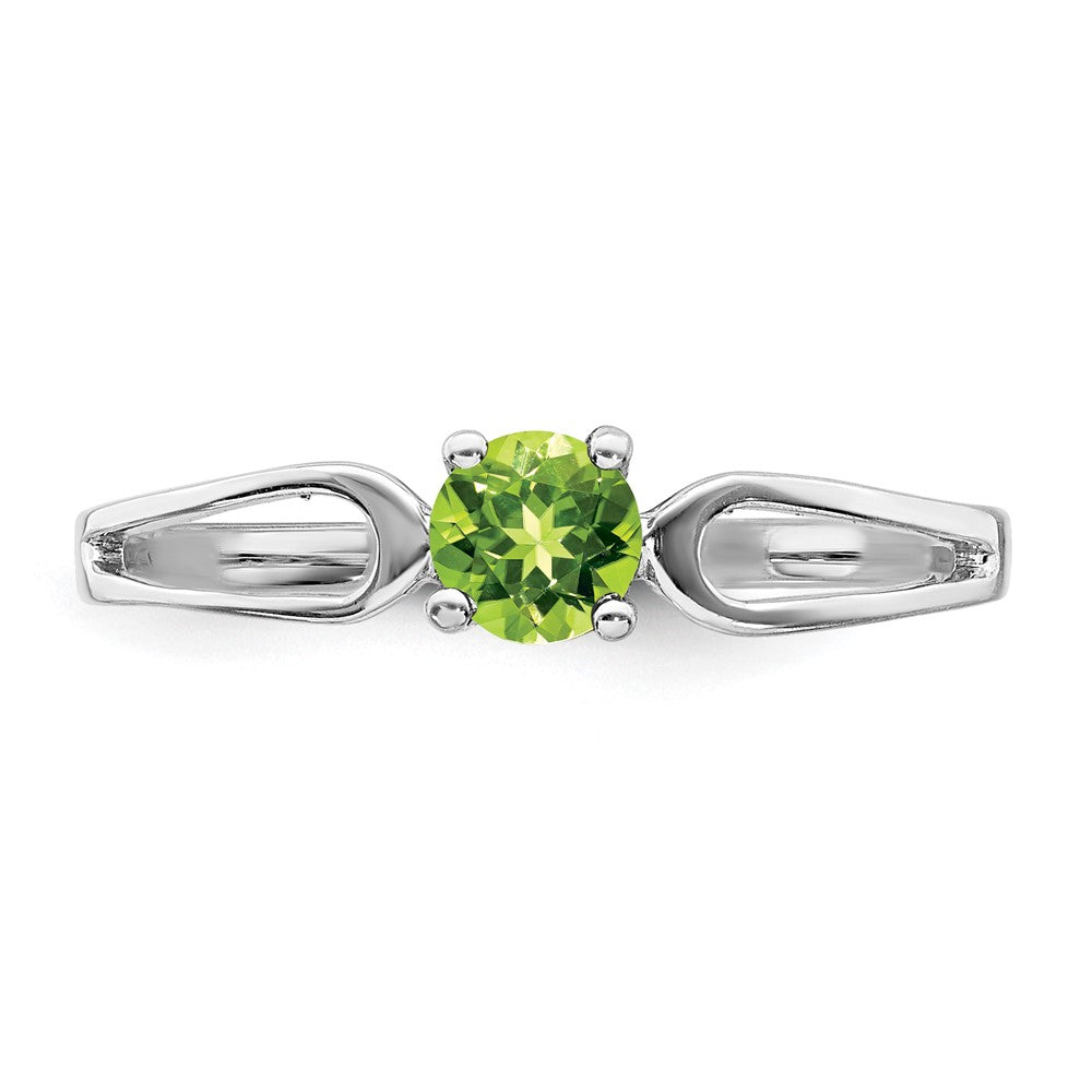 14K Weißgold Ring mit Peridot, 4 mm
