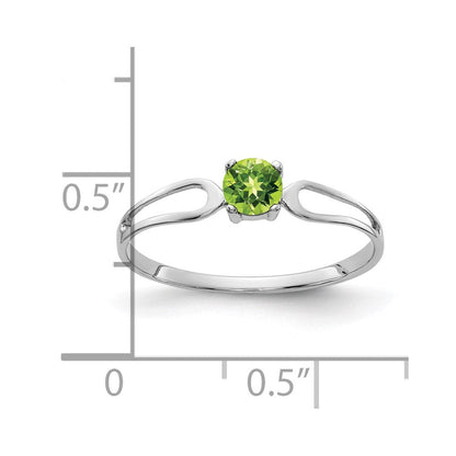 14K Weißgold Ring mit Peridot, 4 mm