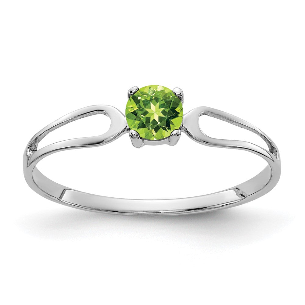 14K Weißgold Ring mit Peridot, 4 mm