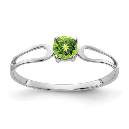 14K Weißgold Ring mit Peridot, 4 mm