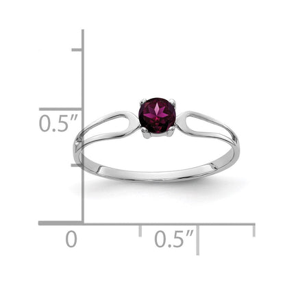Massivring aus 14K (585) Weißgold mit 4-mm-simuliertem Rhodolith-Granat