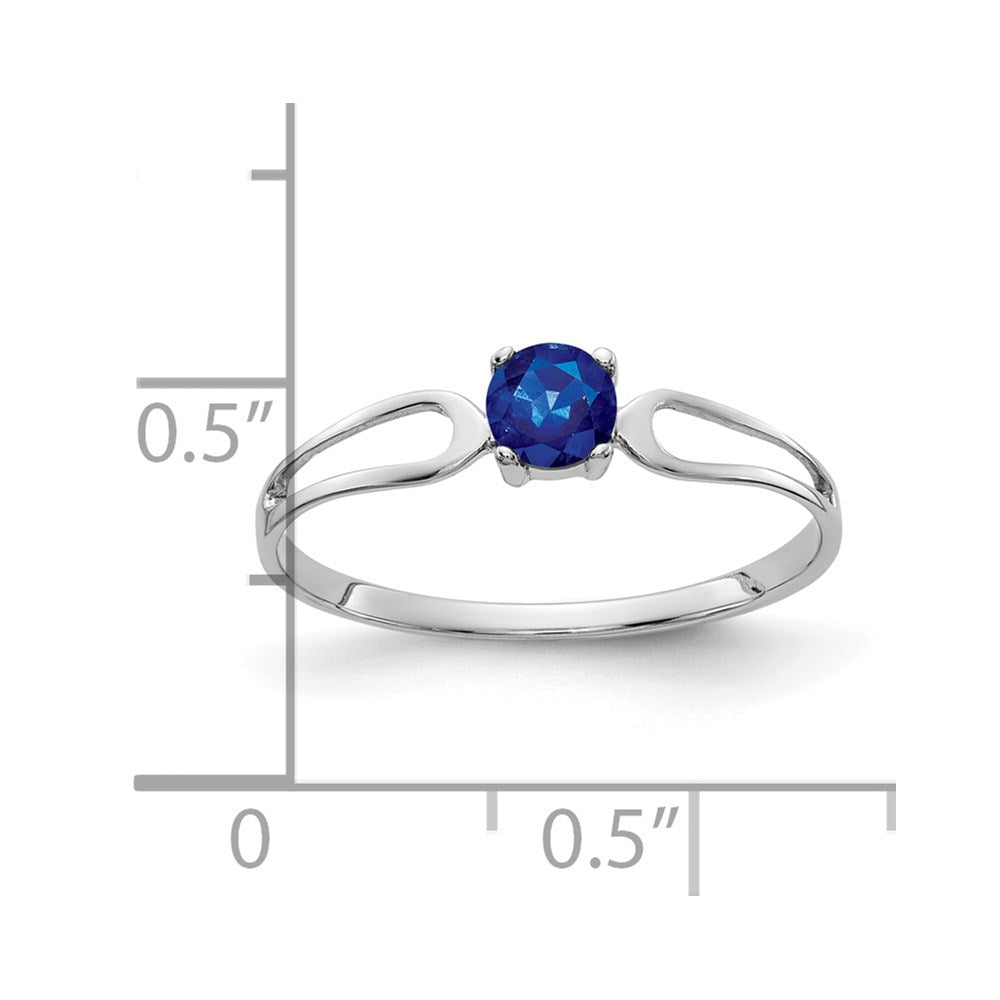Massiv 14K Weißgold 4mm Synthetisch Saphir Ring