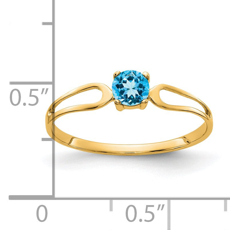 14K Gelbgold Ring mit weißem Topas, 4 mm