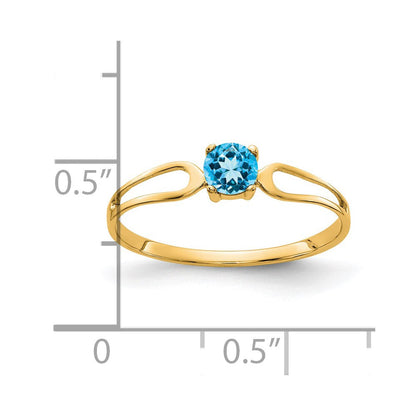 14K Gelbgold Ring mit blauem Topas, 4 mm