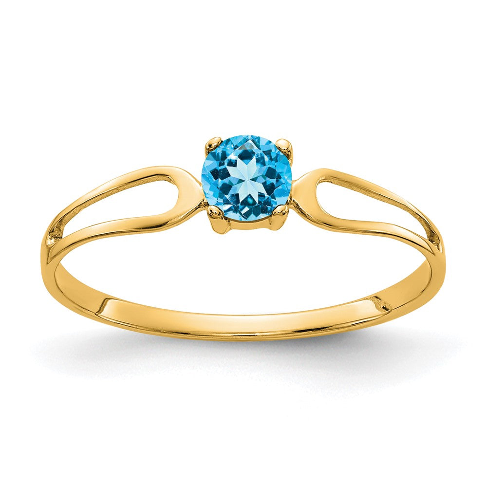 14K Gelbgold Ring mit blauem Topas, 4 mm