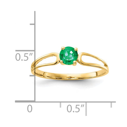 14K Gelbgold Ring mit Smaragd, 4 mm