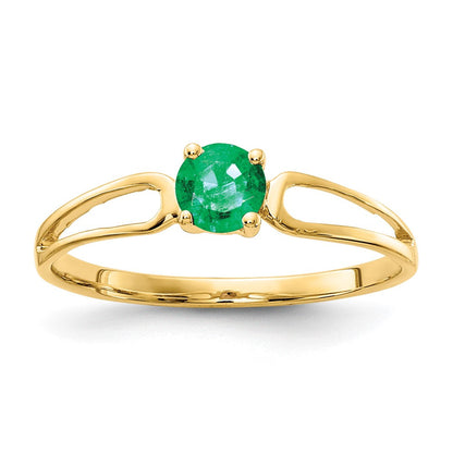 14K Gelbgold Ring mit Smaragd, 4 mm