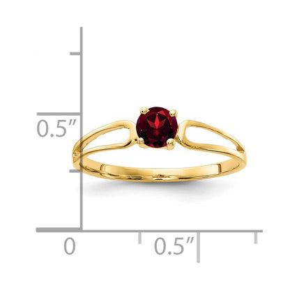14K Gelbgold Ring mit Granat, 4 mm