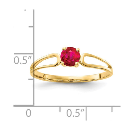 Massiv 14K Gelbgold 4mm Synthetisch Rubin Ring
