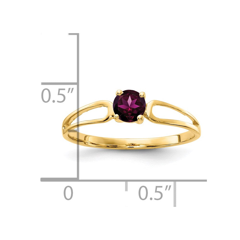 Solid-14K-Gelbgold-Ring mit 4-mm-Rhodolith-Granat-Simulant