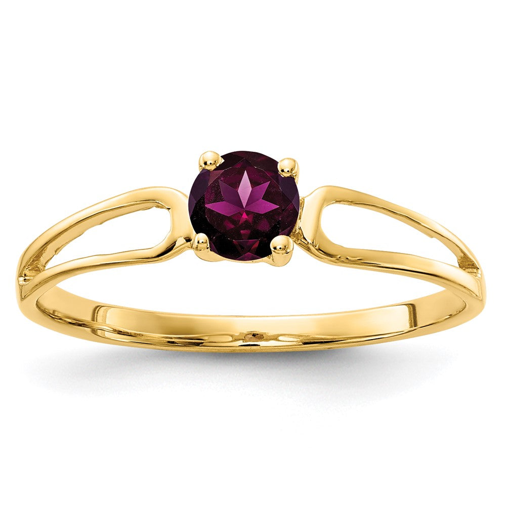 Solid-14K-Gelbgold-Ring mit 4-mm-Rhodolith-Granat-Simulant
