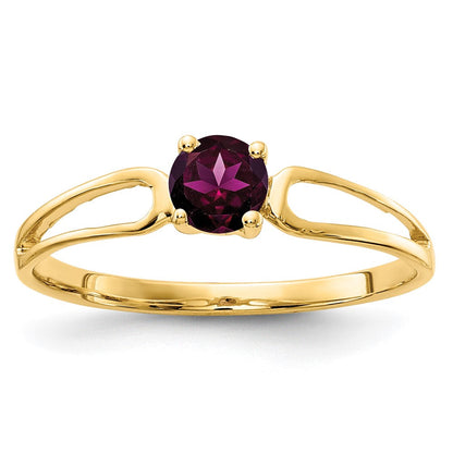 Solid-14K-Gelbgold-Ring mit 4-mm-Rhodolith-Granat-Simulant