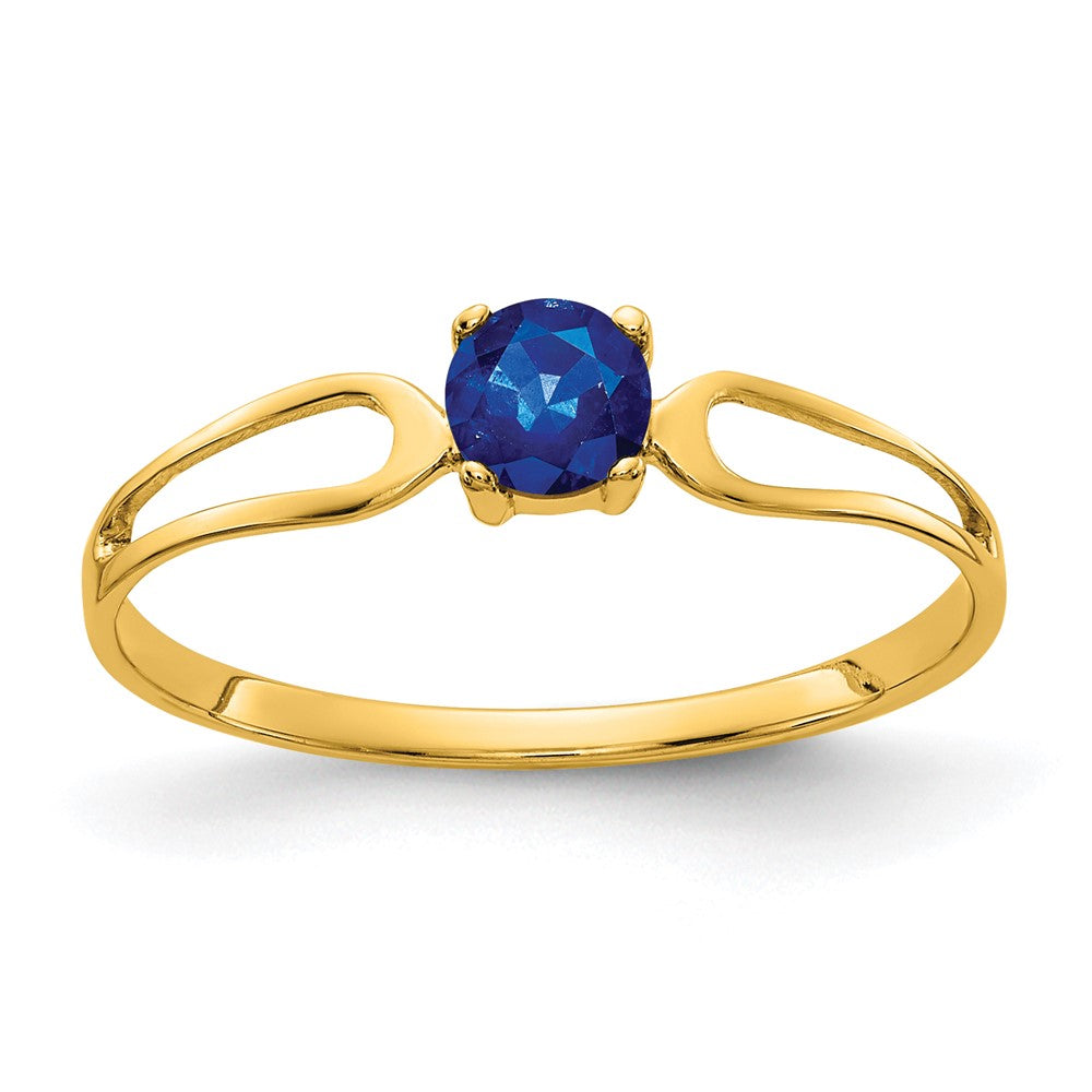 14K Gelbgold Ring mit Saphir, 4 mm