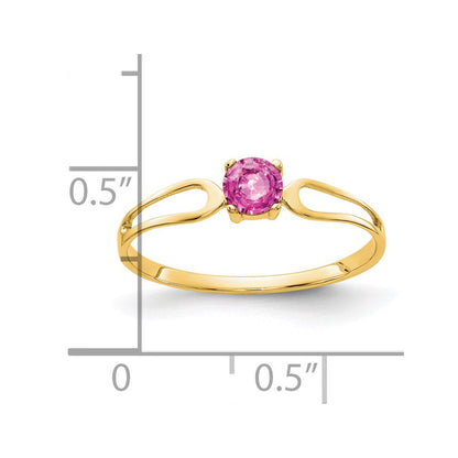 14K Gelbgold Ring mit rosa Saphir, 4 mm