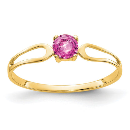 14K Gelbgold Ring mit rosa Saphir, 4 mm