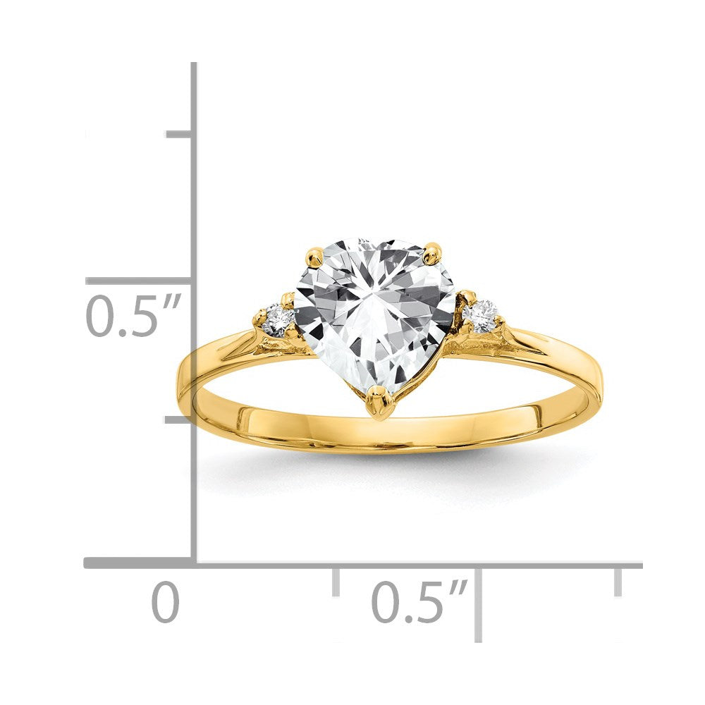 Massiv 14K Gelbgold 7mm Herz Zirkonia Vs Synthetisch Zirkonia Ring
