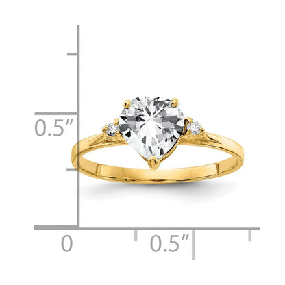 Massiv 14K Gelbgold 7mm Herz Zirkonia Vs Synthetisch Zirkonia Ring