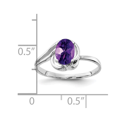 14K Weißgold Ring mit ovalem Amethyst 7x5mm