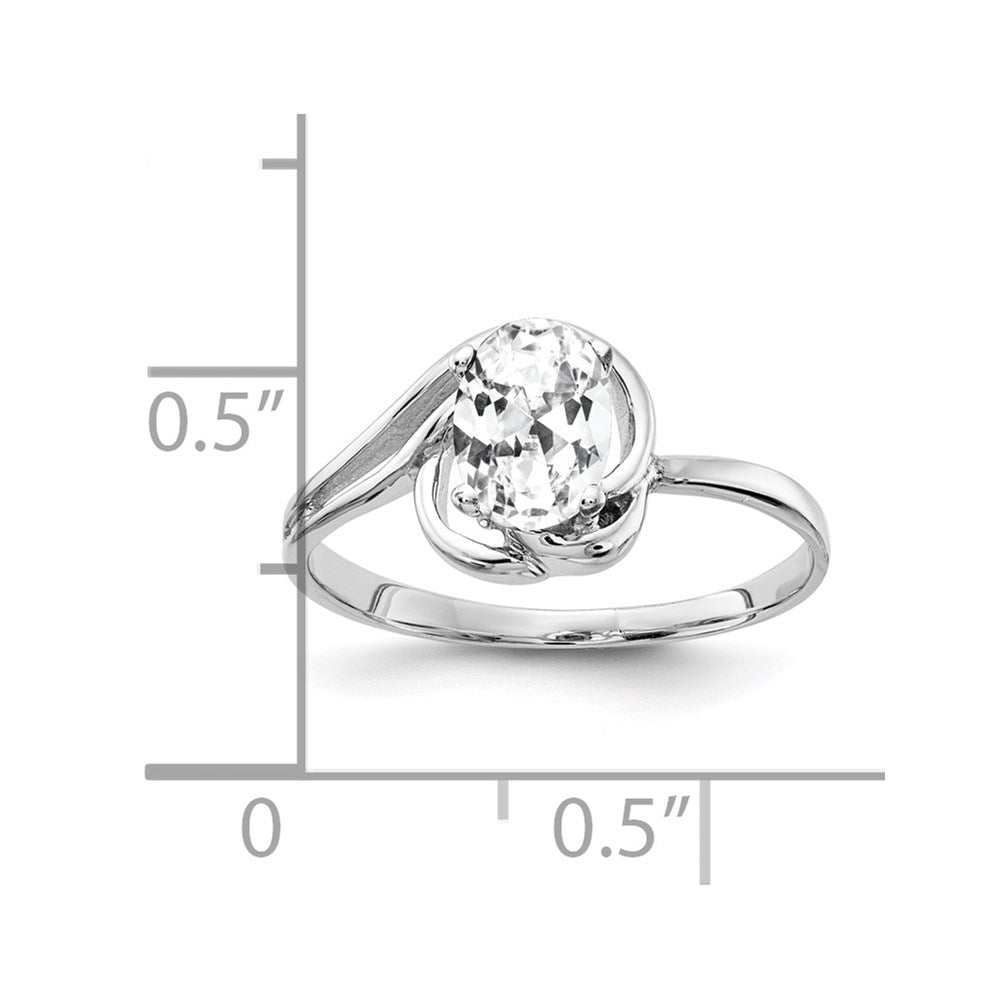 14K Weißgold Ring mit ovalem Zirkonia, 7x5 mm