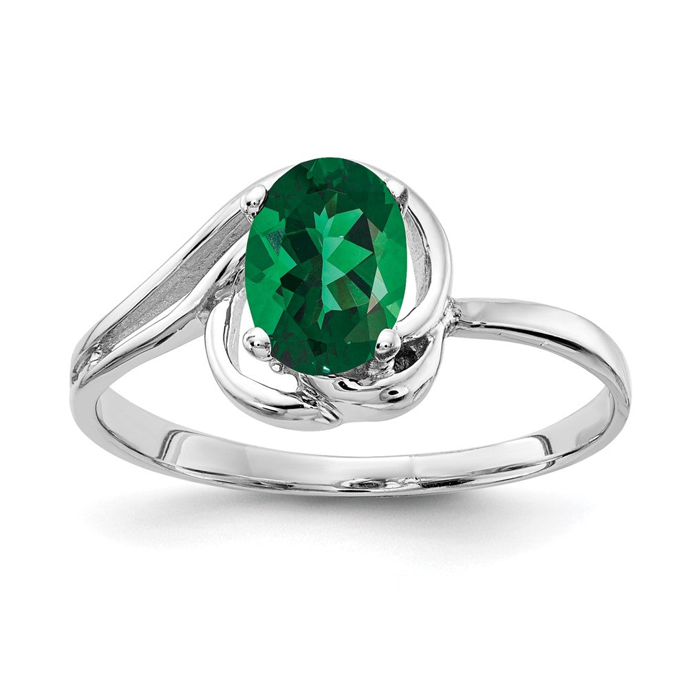 14K Weißgold Ring mit 7x5 mm ovalem Mount-St.-Helens-Stein