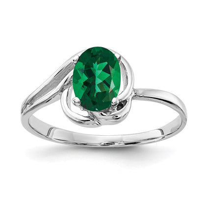 14K Weißgold Ring mit 7x5 mm ovalem Mount-St.-Helens-Stein