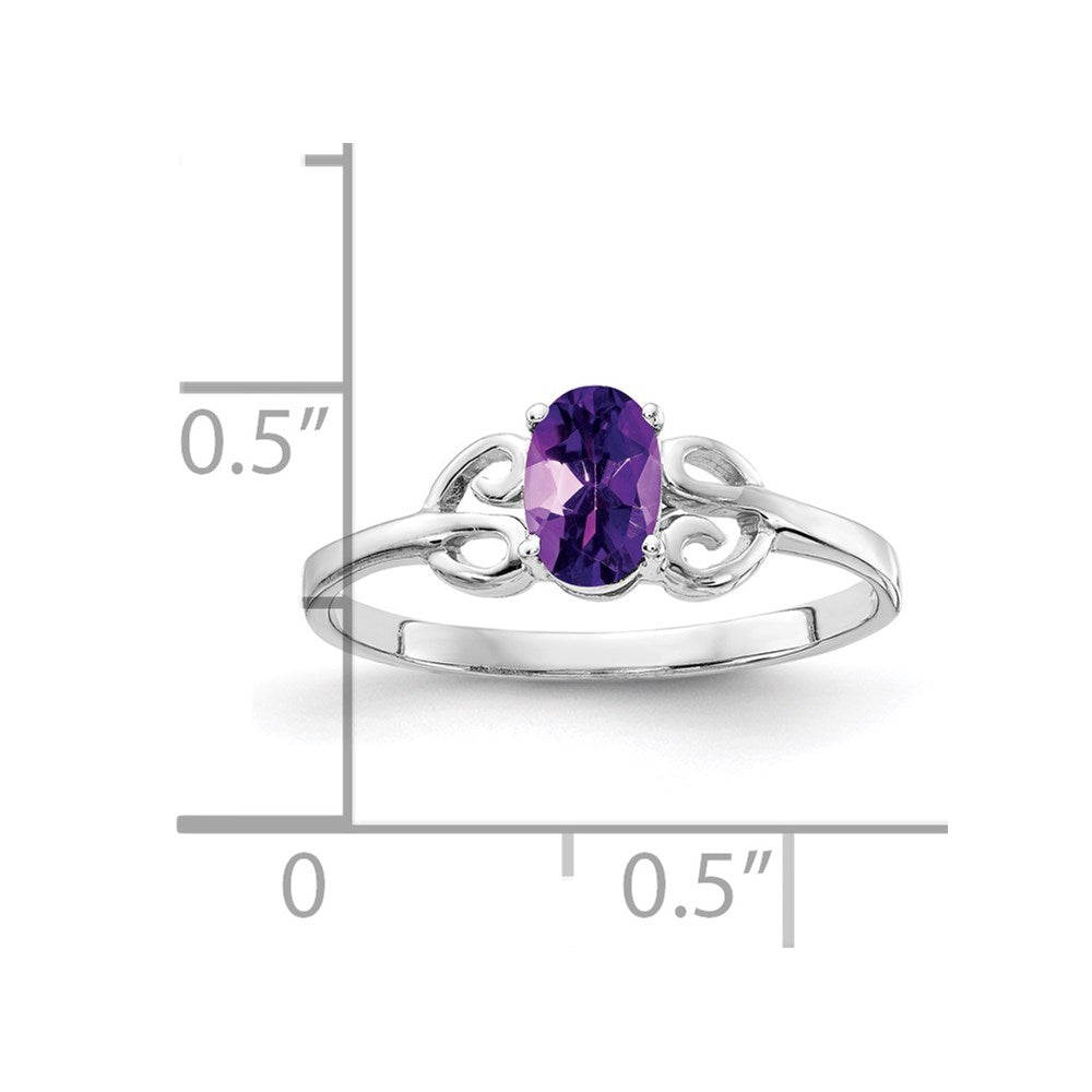 14K Weißgold Ring mit ovalem Amethyst 6x4mm