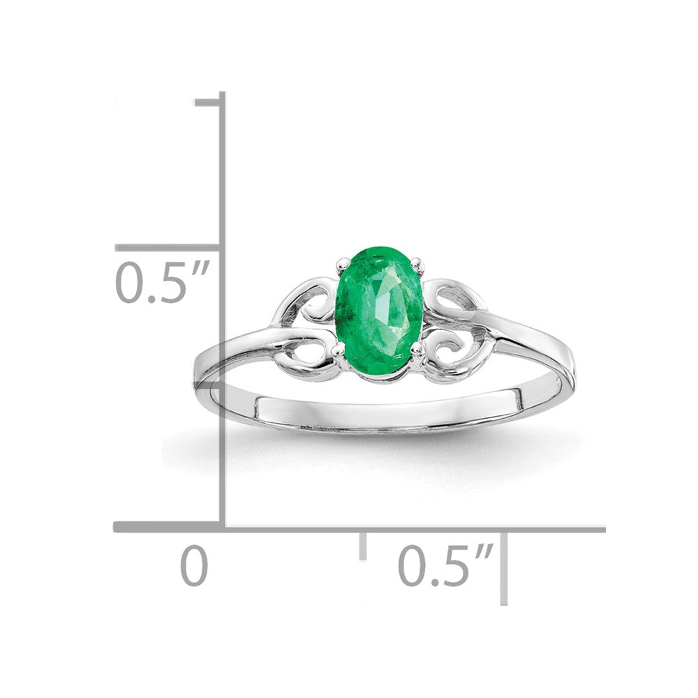 14K Weißgold Ring mit ovalem Smaragd 6x4mm