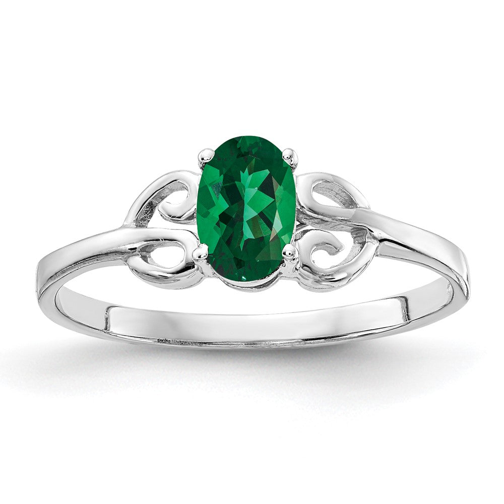 Ring aus massivem 14K Weißgold mit ovalem 6x4 mm Mount-St.-Helens-Stein