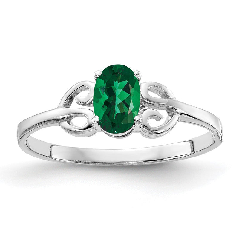 Ring aus massivem 14K Weißgold mit ovalem 6x4 mm Mount-St.-Helens-Stein